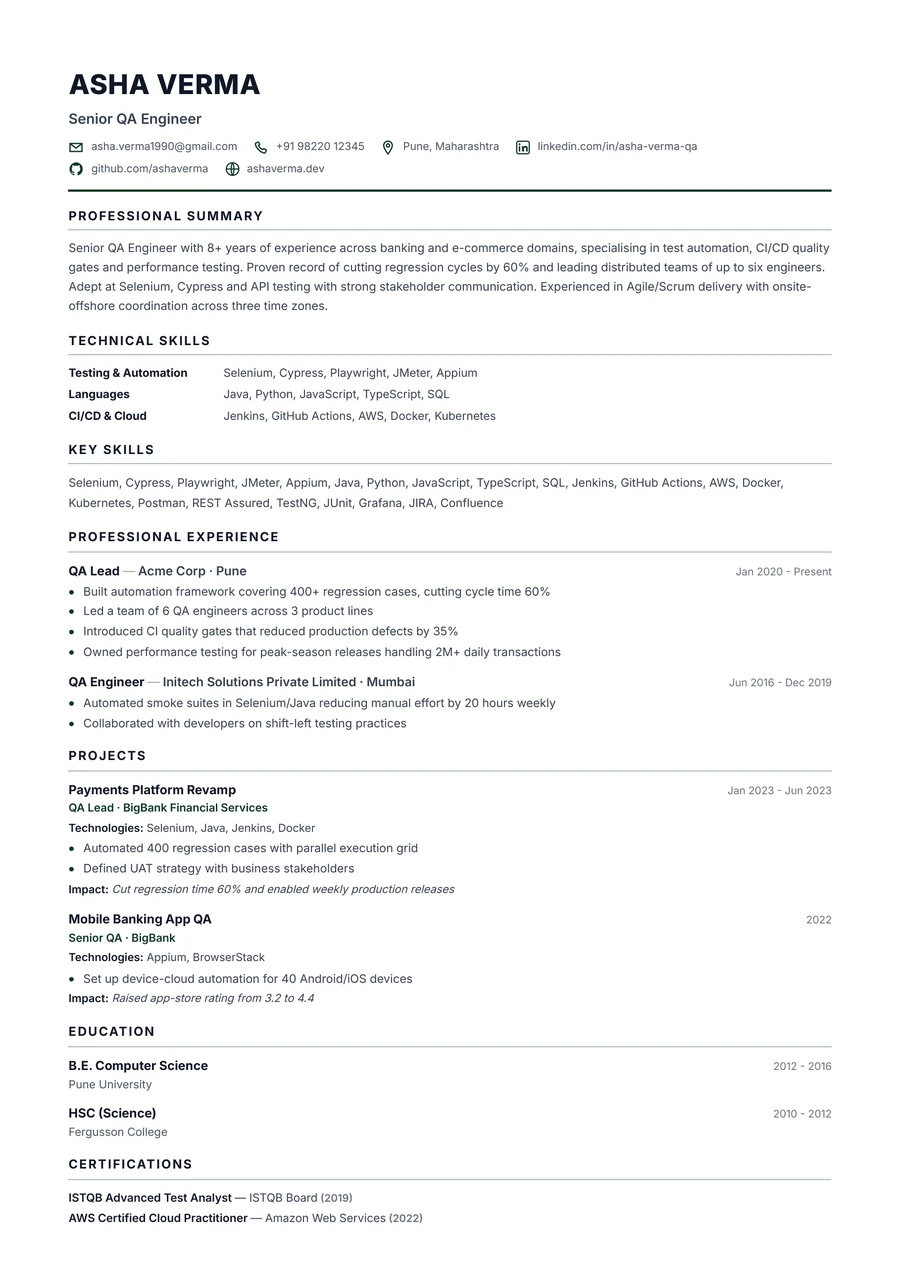ATS Pro resume template preview